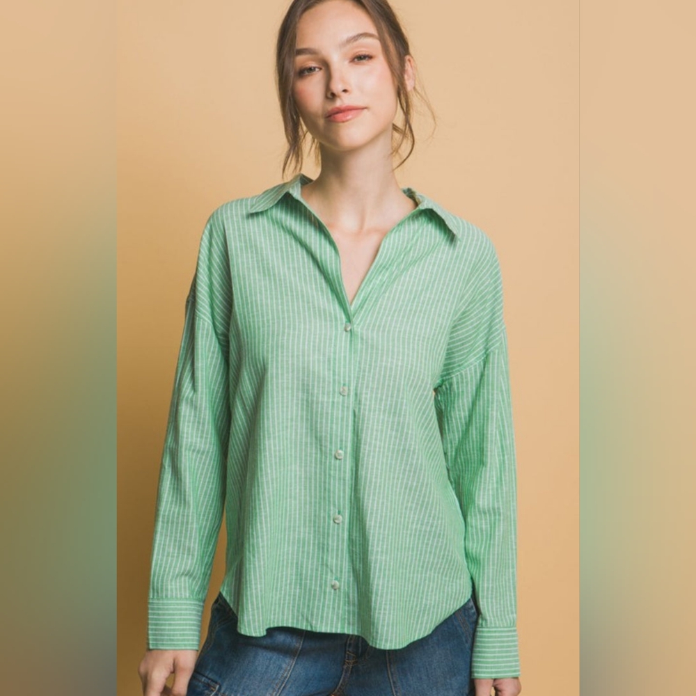 Green Stripe Button Down Shirt